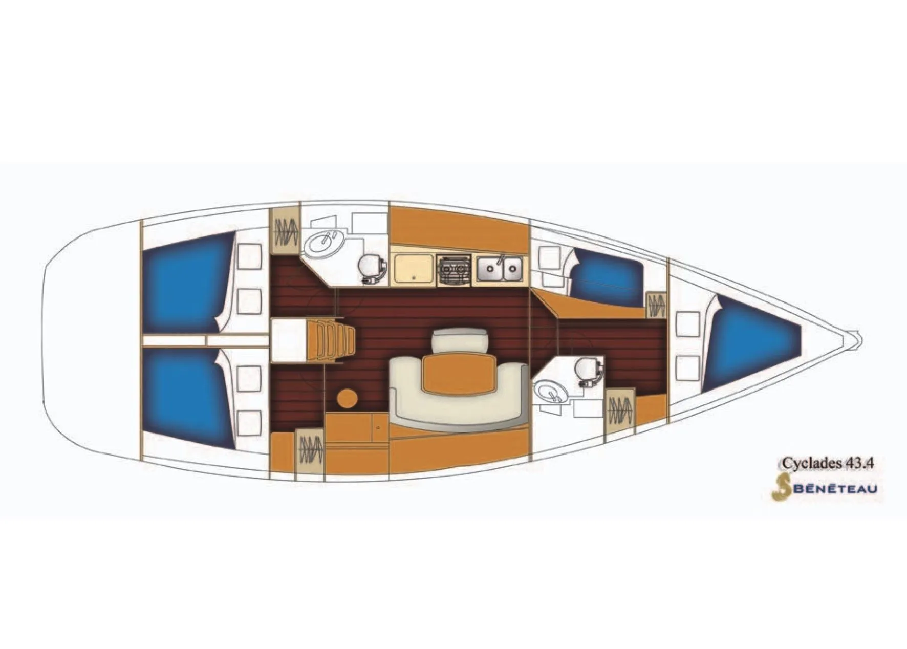 Marmaris Kiralık Beneteau Cyclades 43.4 13.26m Yelkenli Yat - Fotoğraf 2