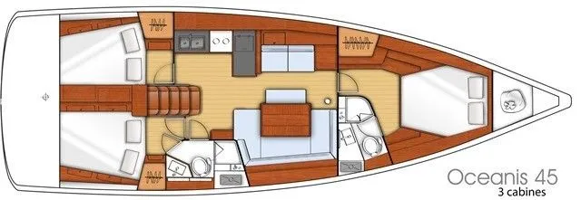 13.5м аренда парусная яхта Beneteau Oceanis 45 в Гёчек - Fotoğraf 3
