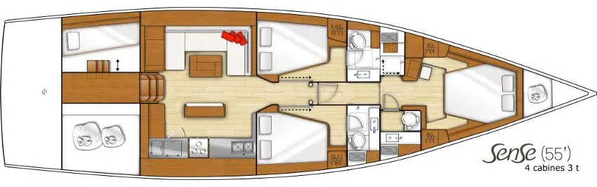 Charter a 17.2m Beneteau Sense 55 Sailing Yacht in Marmaris - Fotoğraf 2