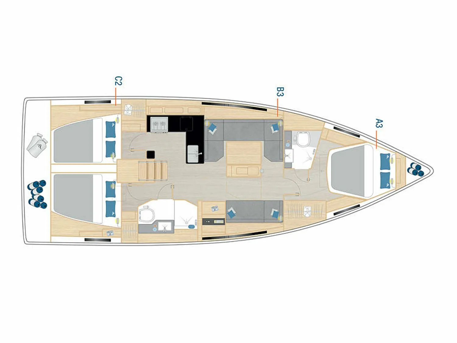 12.55m Göcek Hanse 410 Sailing Yacht Hire - Fotoğraf 2
